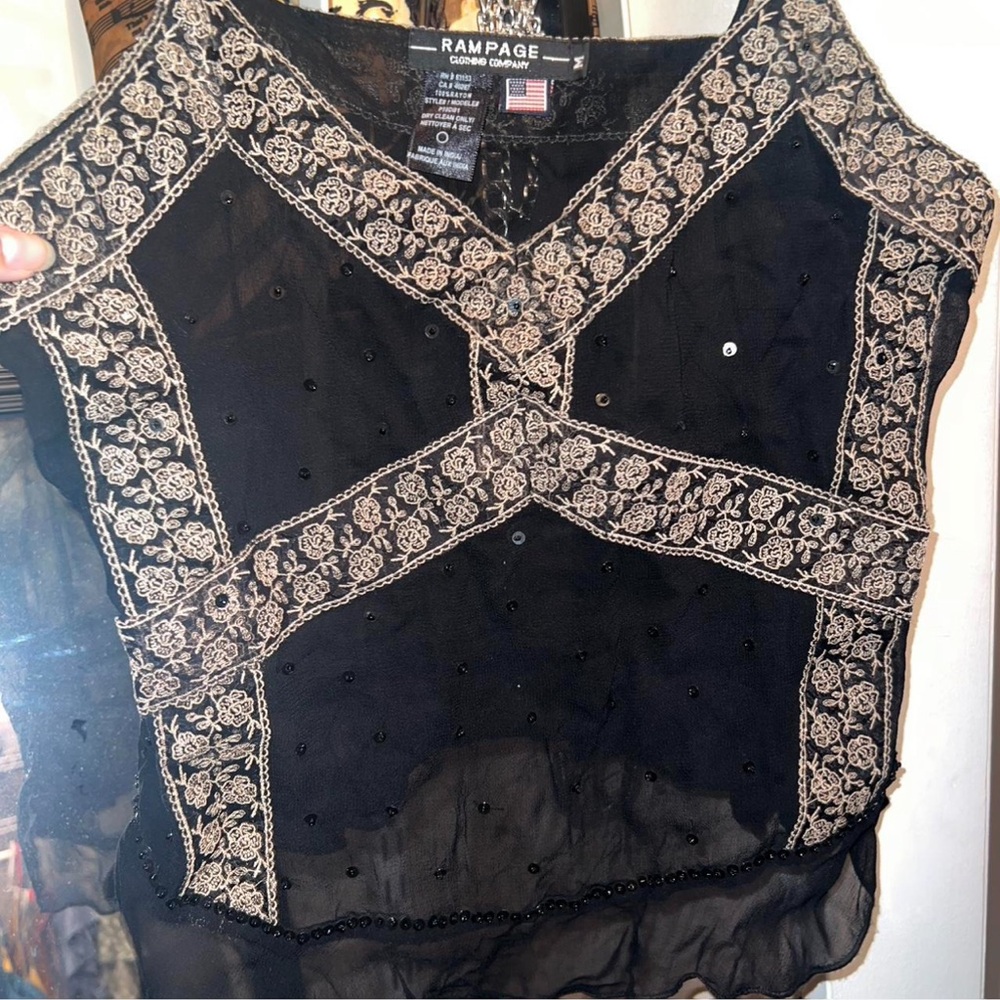 Rampage Black and Cream Floral Women's Blouse